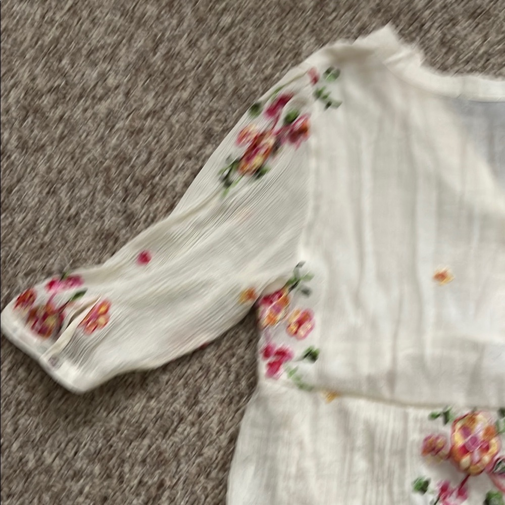 Floral Embroidered White Dress Boho - Picture 7 of 8